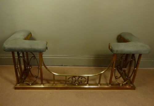 19th C Brass & Suede Club Fender