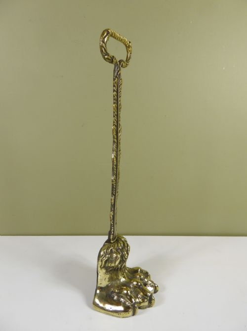 19th C Brass Lions Paw Door Stop