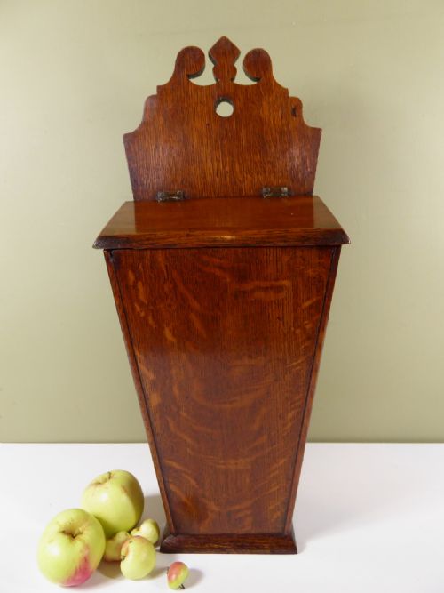 19th C Oak Candle Box