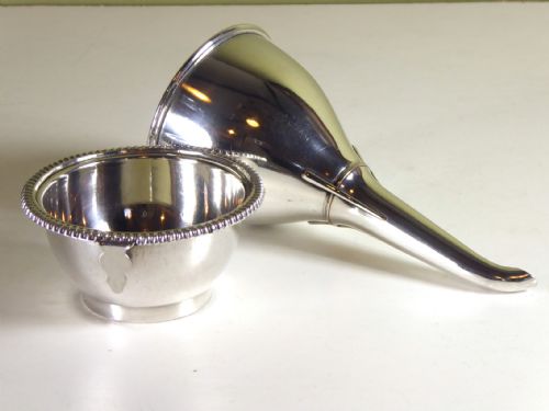 19th C Silver Plated Wine Funnel