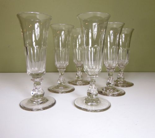 Set of Six 19th C Champagne Glasses
