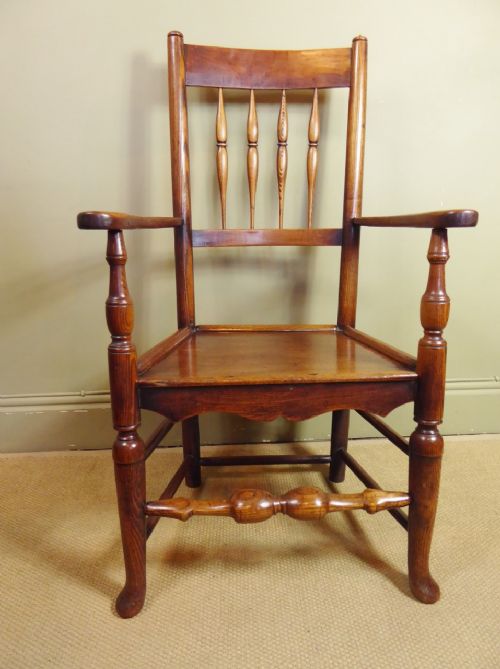 Early 19th C Oak & Fruitwood Arm Chair