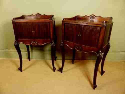 Pair of 19th C Walnut Bedside Cupboards