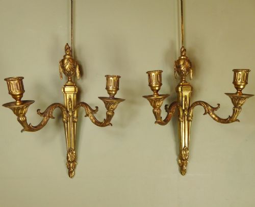 Pair of Gilt Brass Wall Sconces