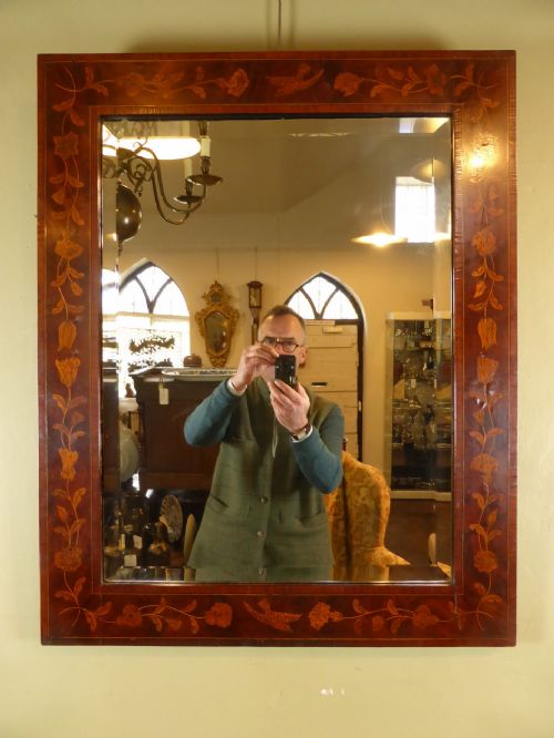 19th C Inlaid Wall Mirror