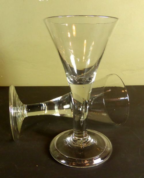 Pair of Very Large 18th C Wine Glasses