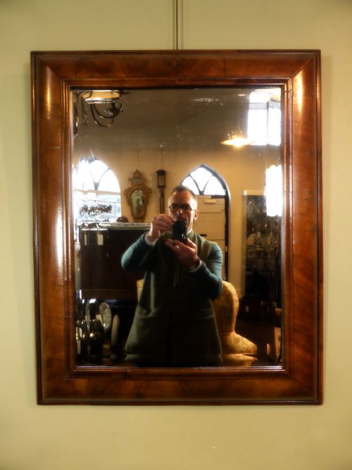 18th C Walnut Cushion Frame Mirror