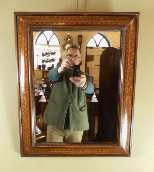 19th C Inlaid Walnut Mirror