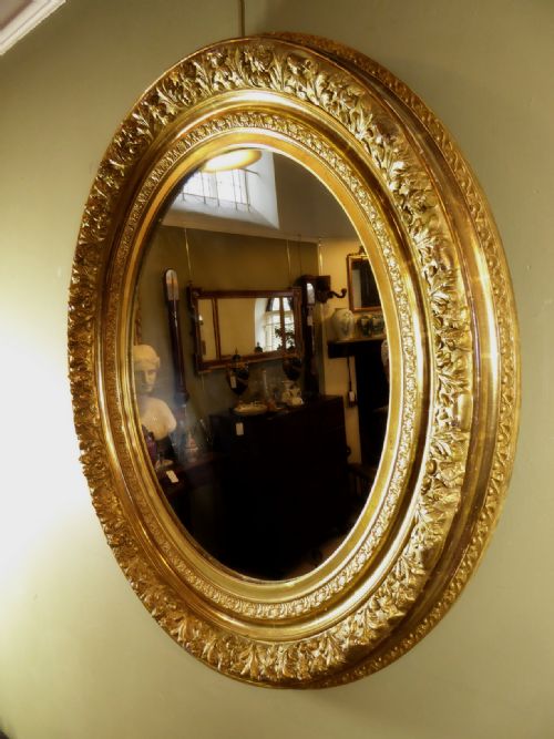 19th C Oval Gilt Mirror