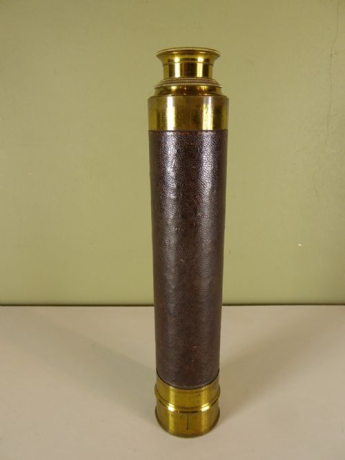 19th C Brass & Leather Telescope