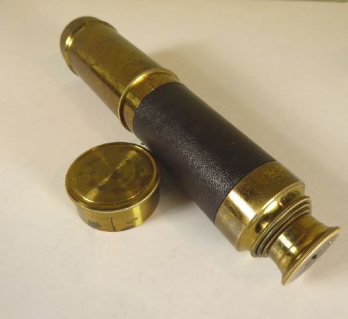 Mid 19th C Brass & Leather Telescope