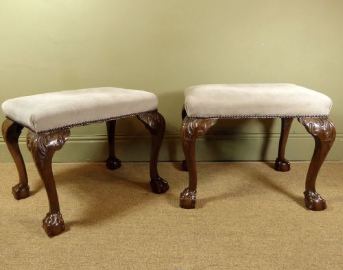 Pair of 19th C Walnut Stools