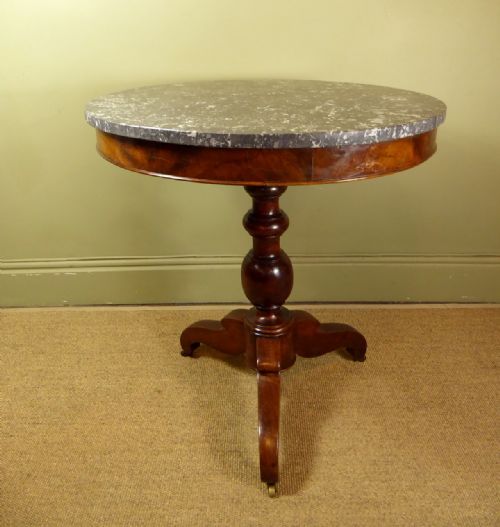 19th C Walnut & Marble Centre Table