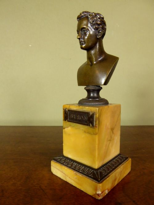 19th C Bronze Bust of Byron