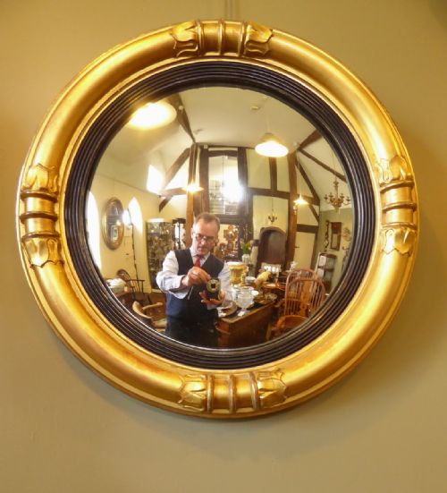 19th C Gilt Convex Mirror