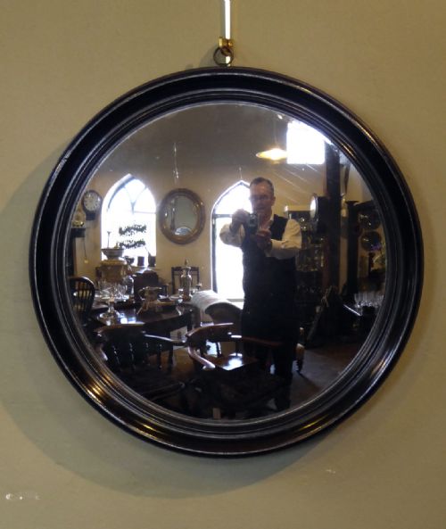 19th C Pear Wood Convex Mirror