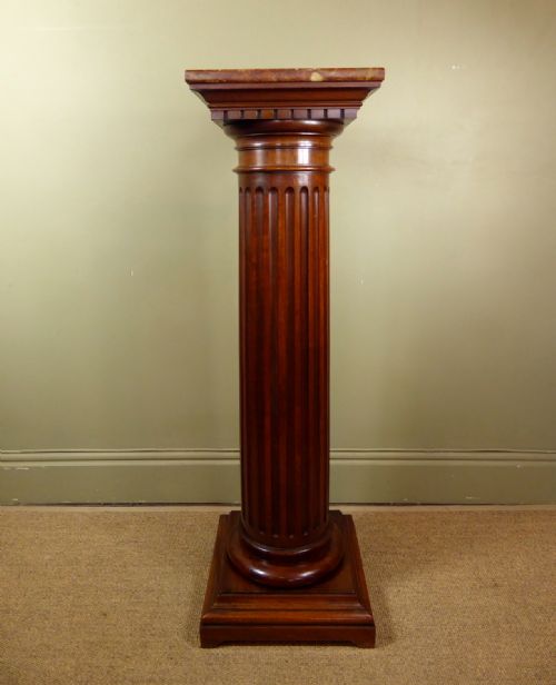19th C Walnut & Marble Pedestal