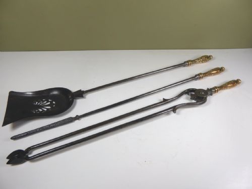 Set of 19th C Steel & Brass Fire Tools