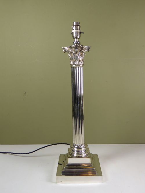 19th C Silver Plated Lamp Base