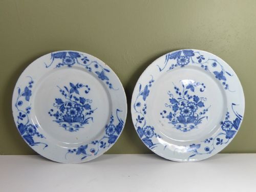 Pair of Large 18th C Delft Plates