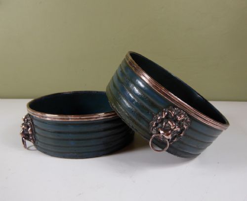 Pair of 19th C Papier Mache Coasters
