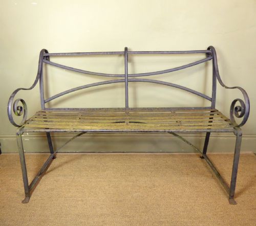 19th C Wrought Iron Garden Bench