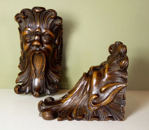 Pair of 19th C Carved Brackets