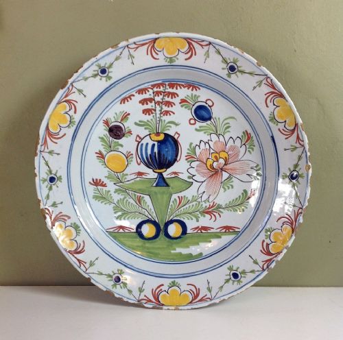 18th C Delft Polychrome Charger