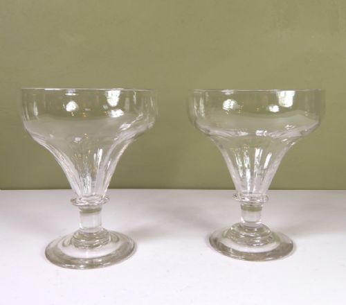 Very Large Pair of 19th C Wine Glasses