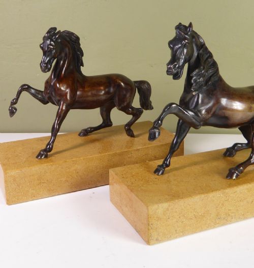 Pair of 18th C Bronze Horses