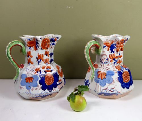 Large Pair of Ironstone Hydra Jugs