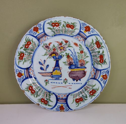 18th C Delft Polychrome Charger