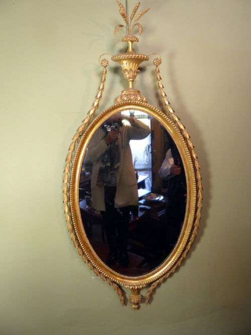 Early 19th C Gilt Oval Mirror