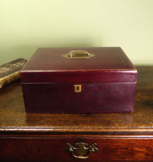19th C Leather Writing Box