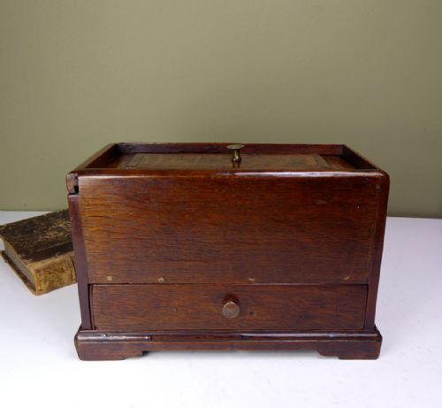 18th C Oak Box with Sliding Lid