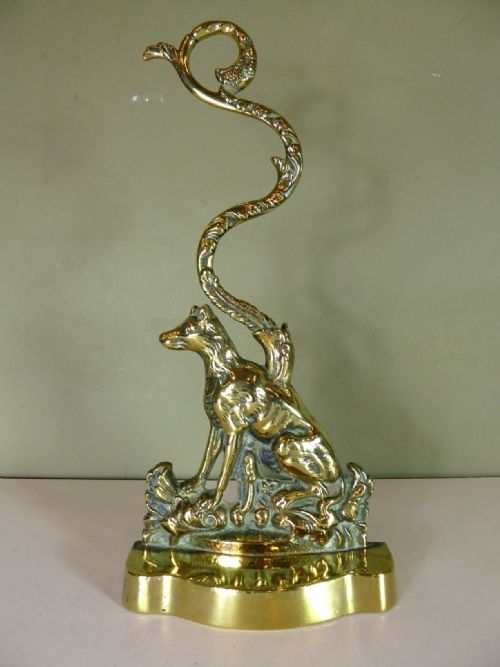 19th C Brass Dog Door Stop