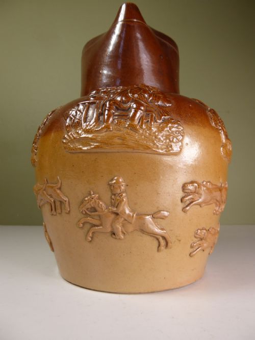 19TH C SALT GLAZED HUNT JUG - ADDITIONAL PHOTO 5