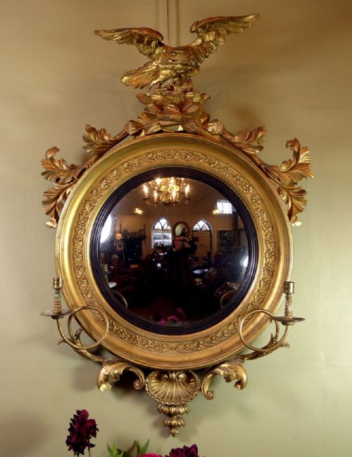 Regency Gilt Convex Mirror