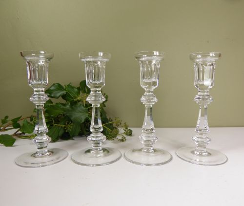 Set of Four Glass Candlesticks 1900