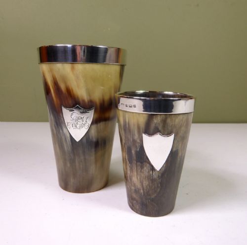 Silver Mounted Horn Beakers