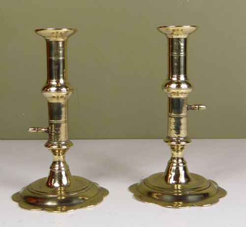 Pair of George I Brass Candlesticks