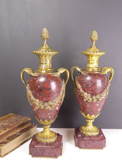 Pair of 19th C Marble Vases