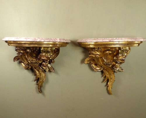 Large Pair of 19th C Gilt Brackets