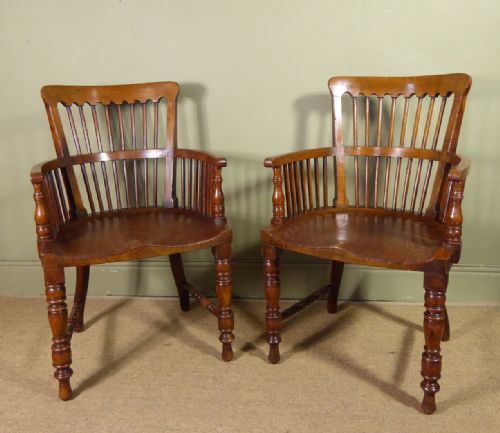 Pair of Large Oak Arm Chairs