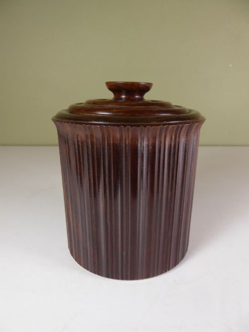 19th C Lignum Vitae Tobacco Jar
