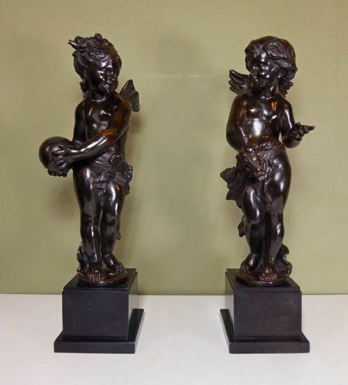 Pair of 19th C Bronzes of Cupid & Psyche
