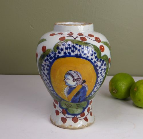 18th C Delft Polychrome Vase