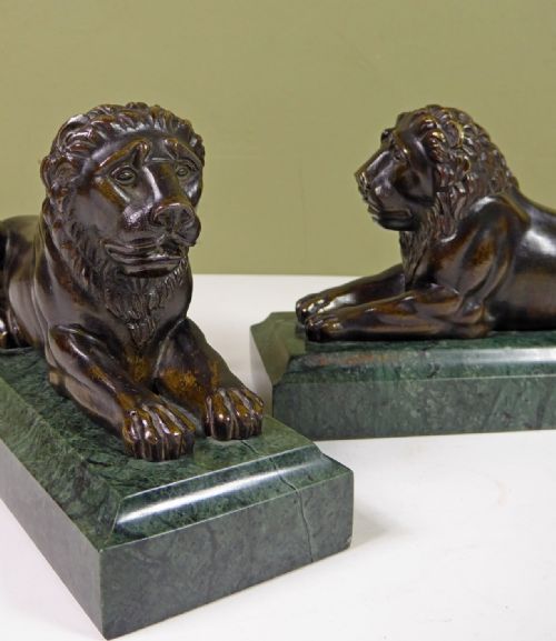 Pair of Regency Bronze Lions