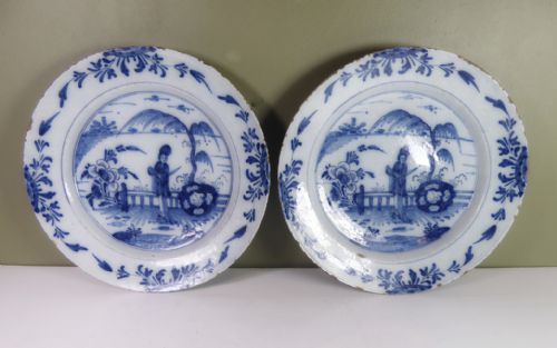 Pair of 18th C Delft Chargers