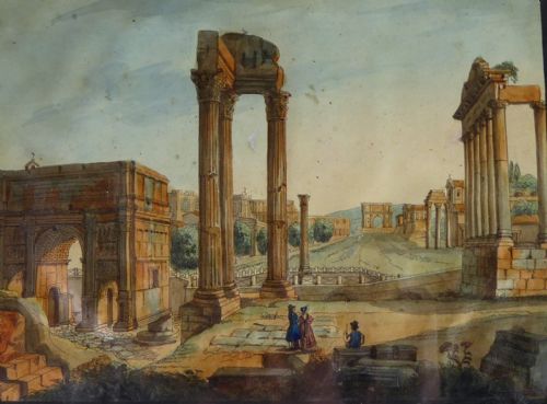 19th C Watercolour of the Formum Rome